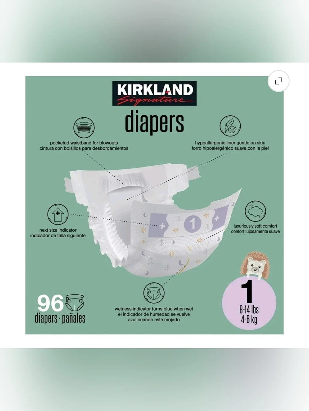 Kirkland Signature Diaper, Size 1, 96 Count